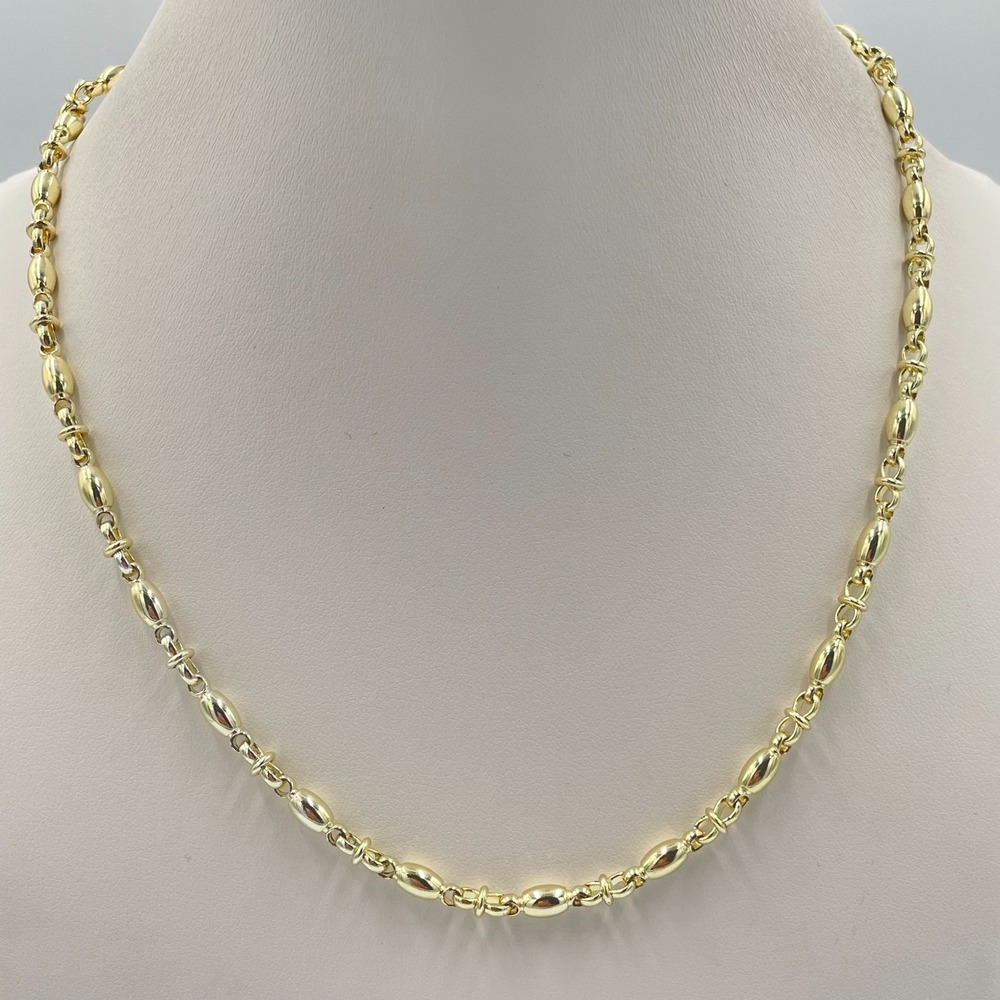 Vintage Napier Gold Tone Rice Bean Puff Link Chain Collar Necklace 16" Y2K
